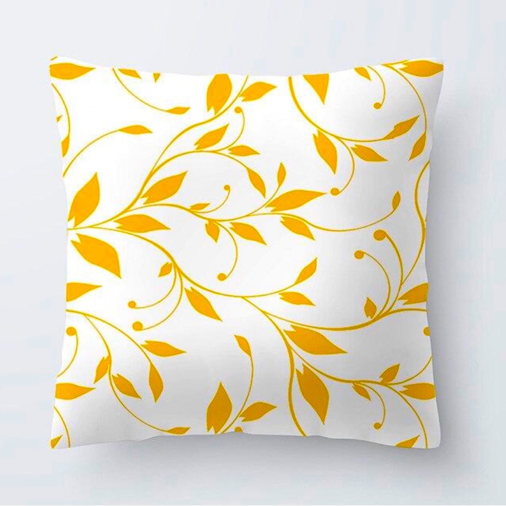 Yellow Leaf Throw Pillow Cover 16”x16”
